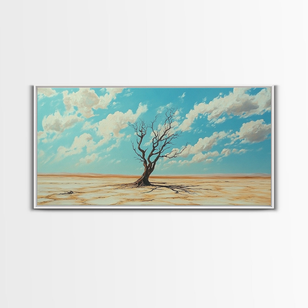 Desert Tree, Ozymandias Art, Joshua Tree Art, Southwest Wall Art, Blue and Green Wall Art, Gift Idea for Him, Framed Canvas Print, Rustic Art