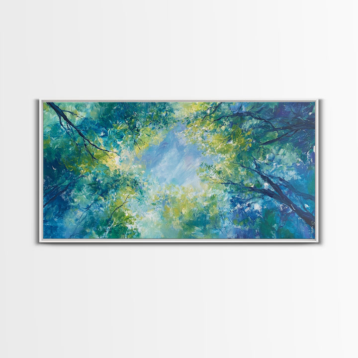 Canopy View, tree painting, green wall art, botanical prints, sage green wall art, whimsical art, Framed Canvas Print, gift idea