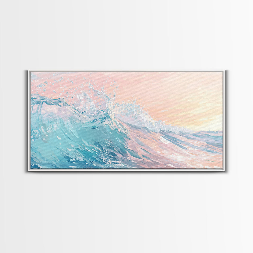 Ocean Wave Painting, Coastal Wall Art, Surf Wall Art, Nautical Decor, Framed Canvas Print, Seascape Painting, Extra Wide Art