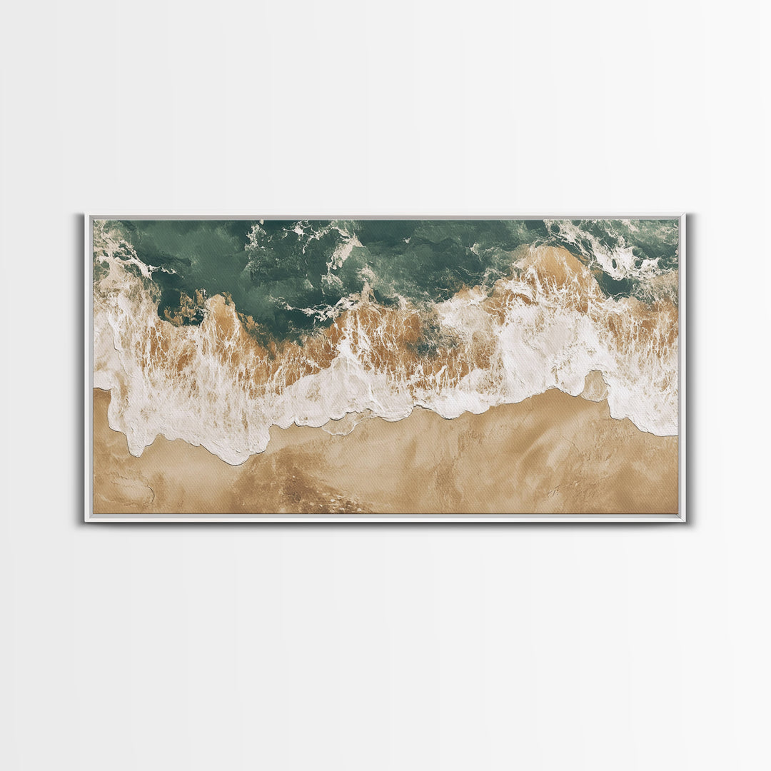 Ocean Wave Print, Nautical Wall Art, Beach House Art, Framed Canvas Print, Horizontal Wall Art, Living Room Art, Surf Wall Art