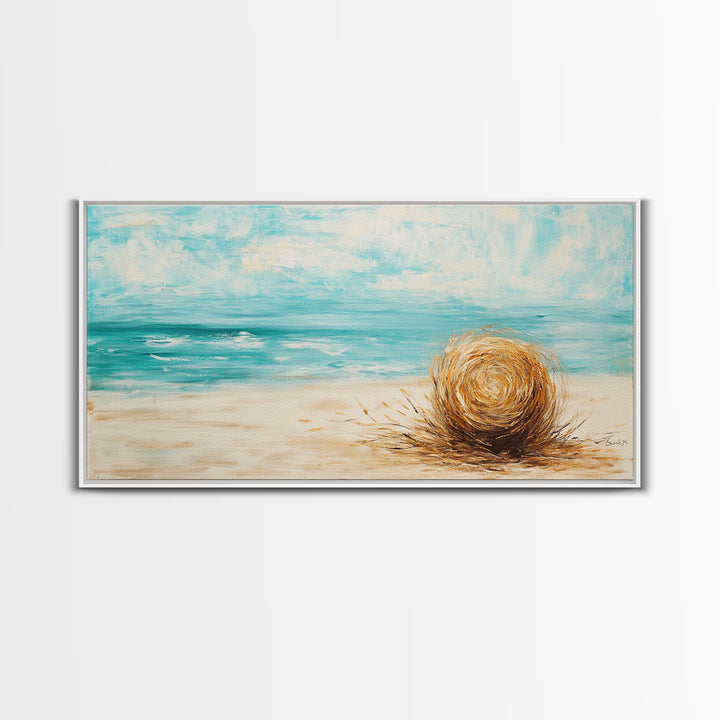 Beach Grass, coastal wall art, farmhouse decor, nautical painting, seascape painting, framed canvas print, panoramic art