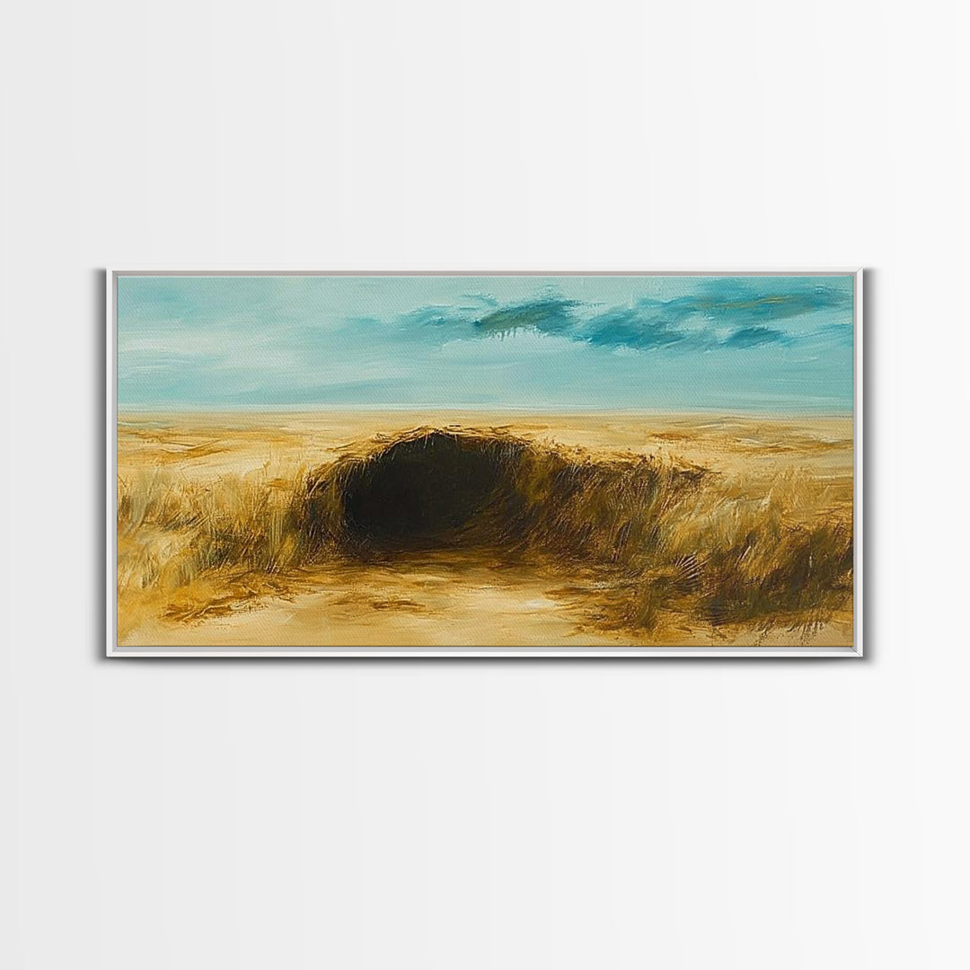 Desert Landscape, Ozymandias art, rustic wall art, above sofa art, extra wide art, panoramic painting, Canvas Print