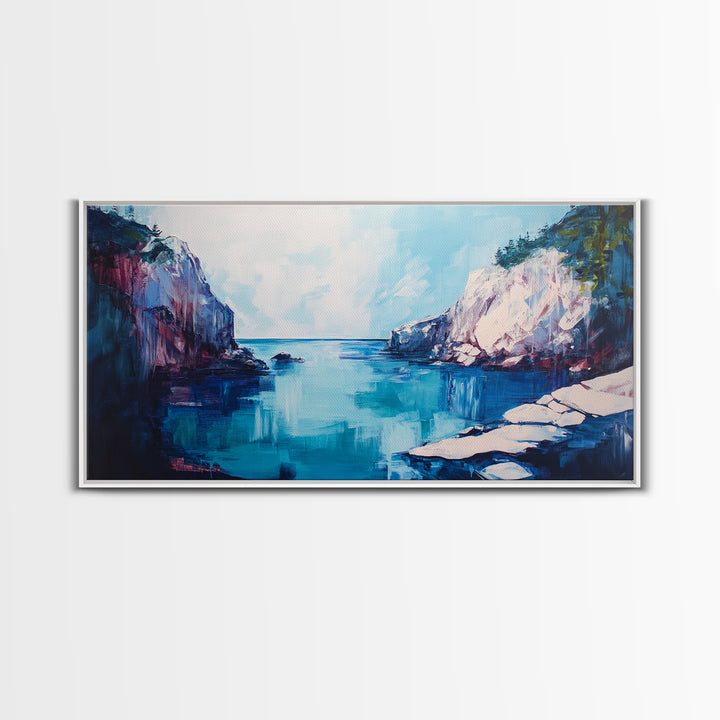 Ocean Cliffs, Seascape Painting, Nautical Decor, Coastal Landscape Art, Above Couch Art, Bedroom Art, Canvas Print, Gift Idea