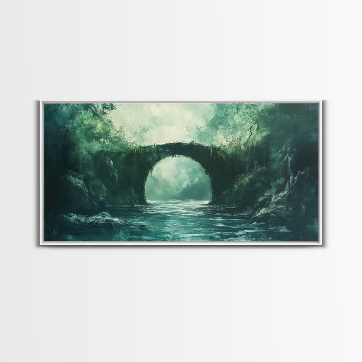Dark Forest, Fantasy Art, Moody Art, Wabi Sabi Art, Extra Wide Art, Landscape Painting, Framed Canvas Print, Above Bed Wall Art