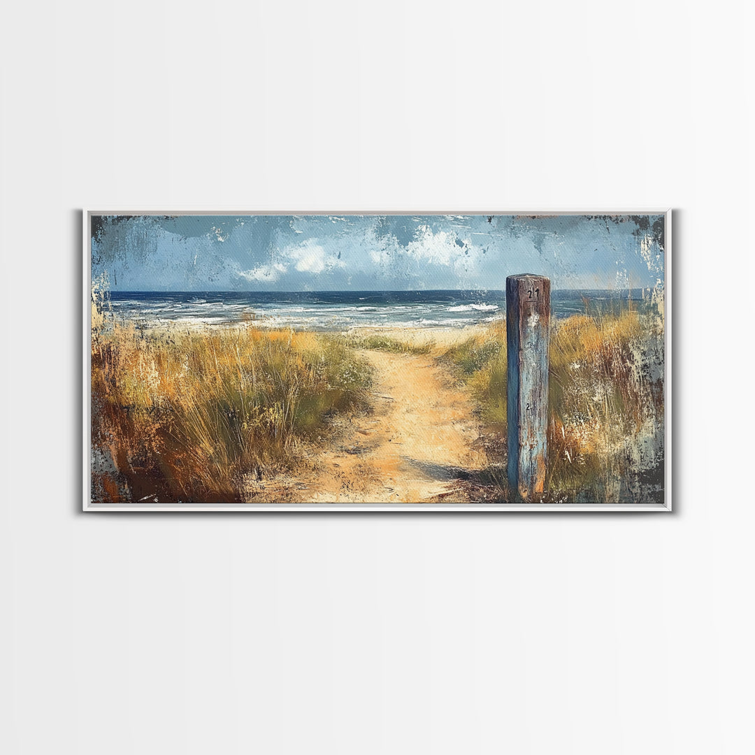 Coastal Pathway, coastal landscape art, nautical decor, seascape painting, coastal painting, beach house decor, Canvas Print