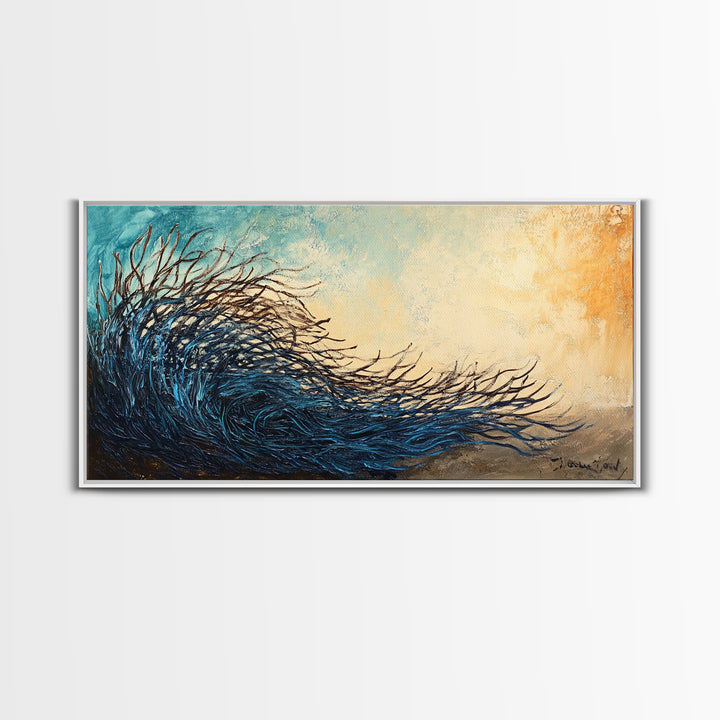 Abstract Wind, Canvas Print, wabi sabi art, moody art, extra wide painting, contemporary abstract, panoramic wall art