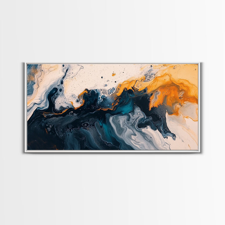 Abstract Ocean, Framed Canvas Print, coastal wall art, wabi sabi wall art, extra wide painting, contemporary abstract