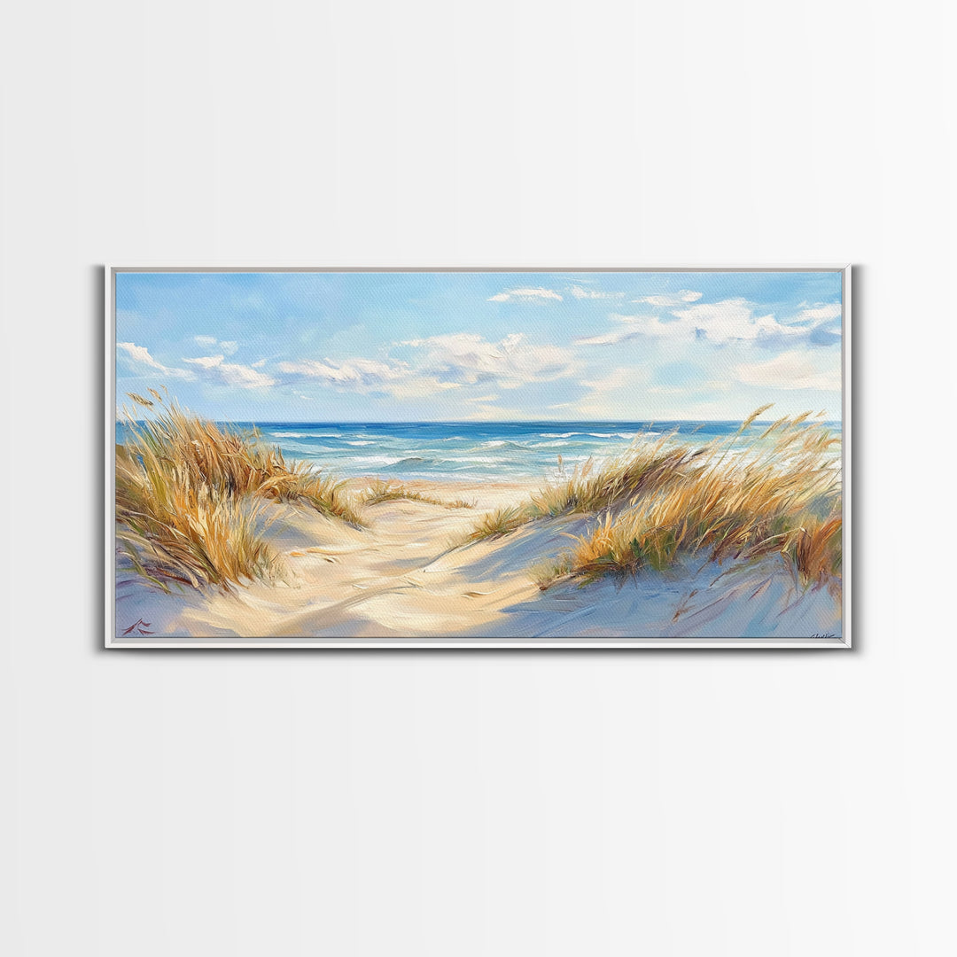 Beach Dunes, Coastal Painting, Nautical Wall Art, Canvas Print, Seascape Painting, Coastal Decor, Above Bed Wall Art, Farmhouse Art