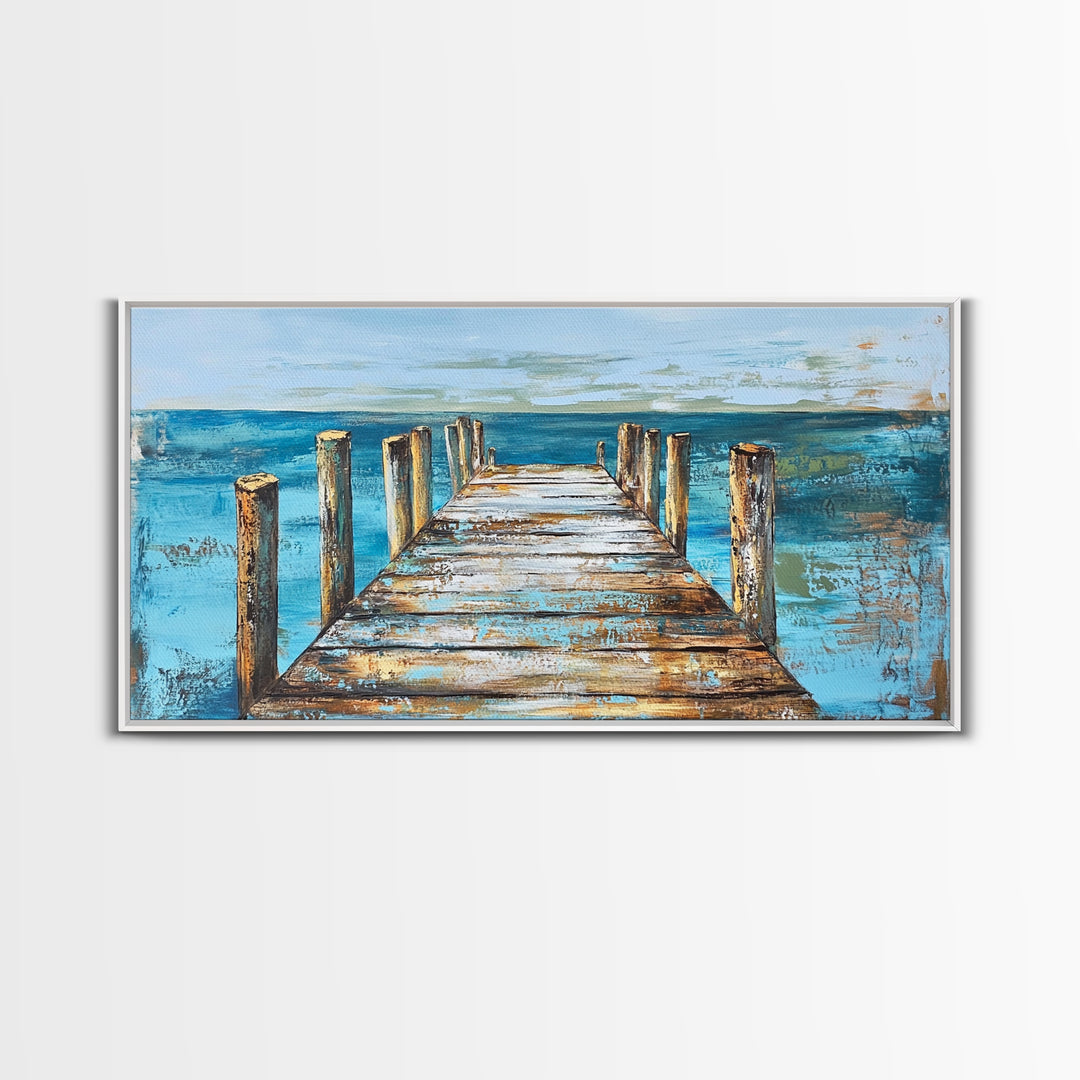 Dock Over Water, Coastal Landscape, Nautical Wall Art, Canvas Print, Lake Tahoe Art, Rustic Wall Art, Coastal Decor, Panoramic Art