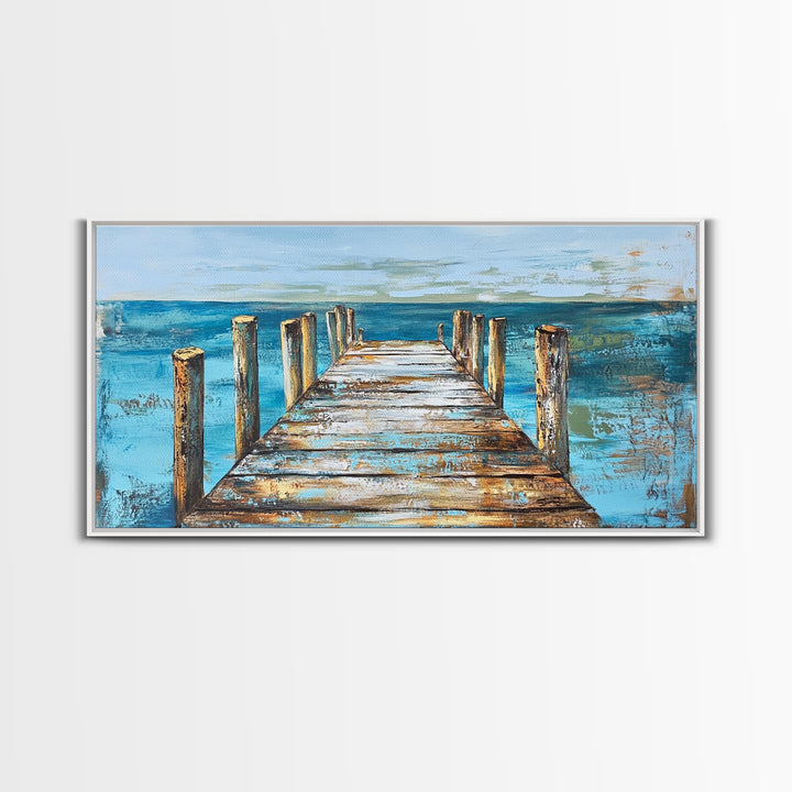 Dock Over Water, Coastal Landscape, Nautical Wall Art, Canvas Print, Lake Tahoe Art, Rustic Wall Art, Coastal Decor, Panoramic Art