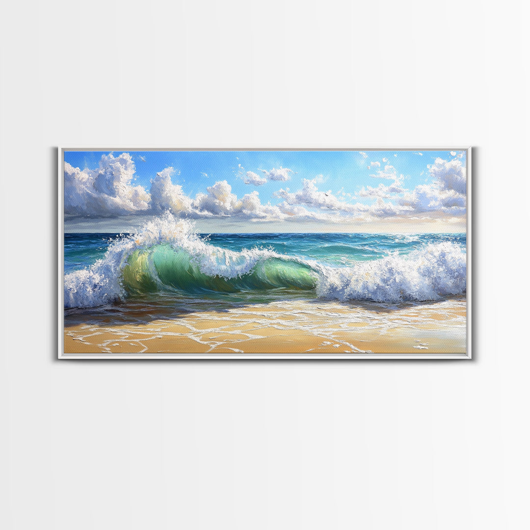Beach Wave Painting, Coastal Landscape Art, Ocean Wall Art, Surf Wall Art, Nautical Decor, Seascape Art, Horizontal Wall Art, Canvas Print