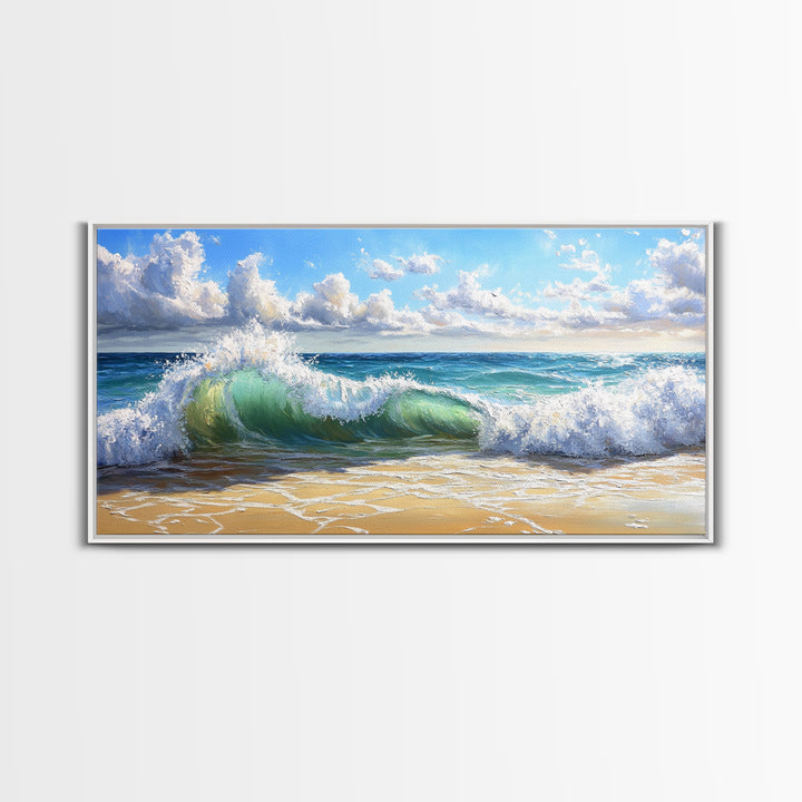 Beach Wave Painting, Coastal Landscape Art, Ocean Wall Art, Surf Wall Art, Nautical Decor, Seascape Art, Horizontal Wall Art, Canvas Print