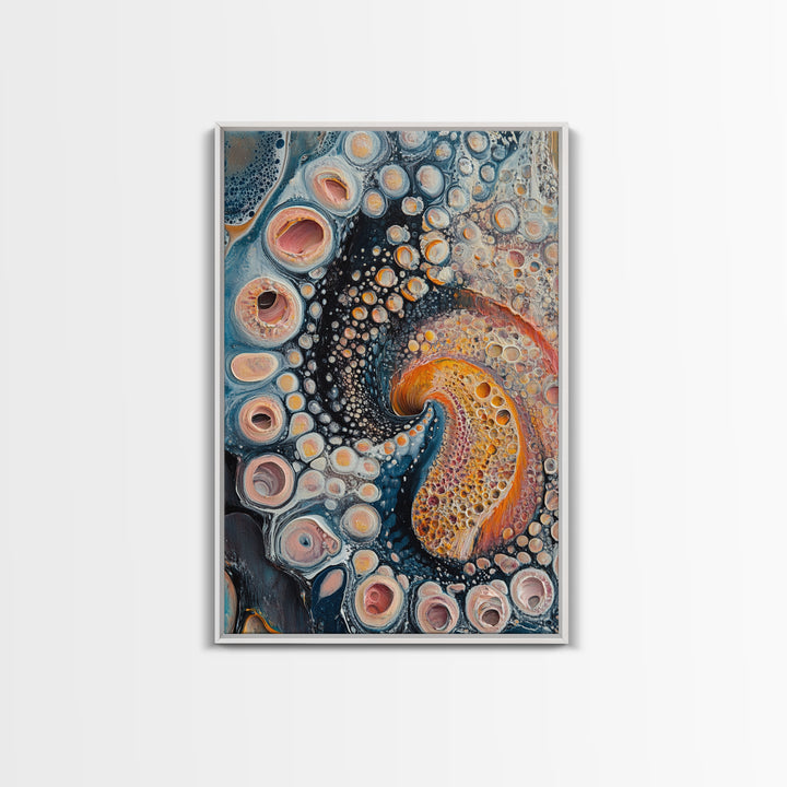 Abstract Swirl, Sacred Geometry Wall Art, Psychedelic Art, Science Art, Moody Art, Teal Wall Art, Canvas Print, Gift Idea