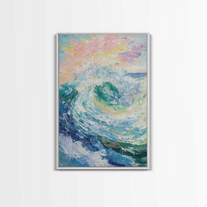 Ocean Wave Painting, Surf Wall Art, Coastal Cowgirl Wall Art, Seascape Painting, Canvas Print, Nautical Decor, Beach House Art