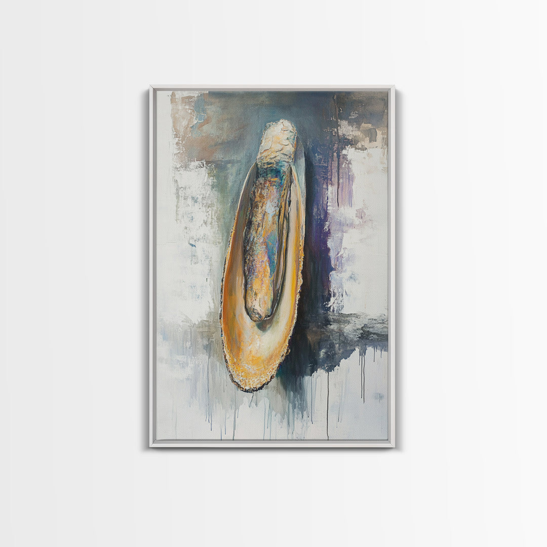 Abstract Oyster, oyster painting, oyster shell painting, coastal wall art, wabi sabi art, neutral wall art, canvas print, home decor