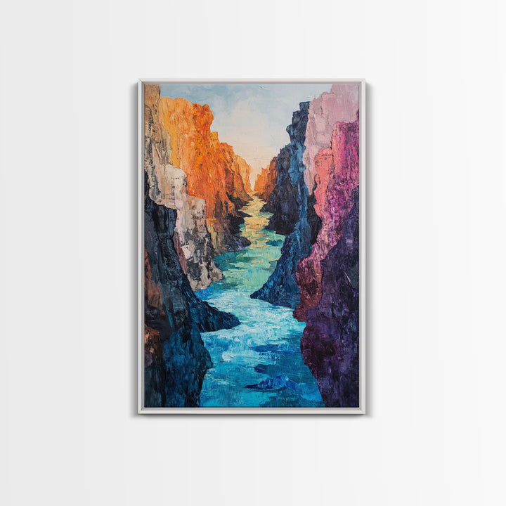 Canyon River, Southwest Wall Art, Canvas Print, Landscape Painting, Rustic Decor, Adventure Art, Moody Art, Tall Narrow Art