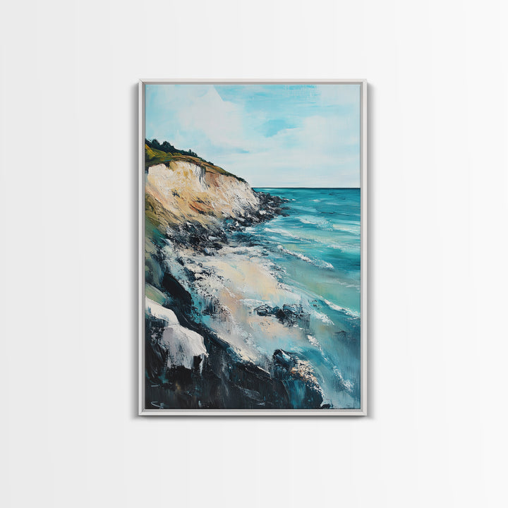 Cliffside View, Ocean Painting, Canvas Print, Coastal Wall Art, Nautical Decor, Seascape Art, Rustic Art, Gift Idea, Above Bed Art