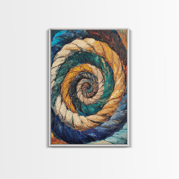 Nautical Spiral, Abstract Ocean Art, Canvas Print, Coastal Wall Art, Moody Art, Geometric Painting, Living Room Art, Gift Idea
