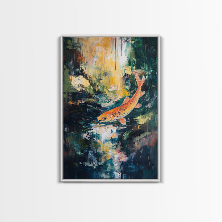 Abstract Koi Fish Painting Canvas Print Vibrant Water Art Modern Home Decor Zen Wall Art Office Nature Art Gift Meditation Artwork