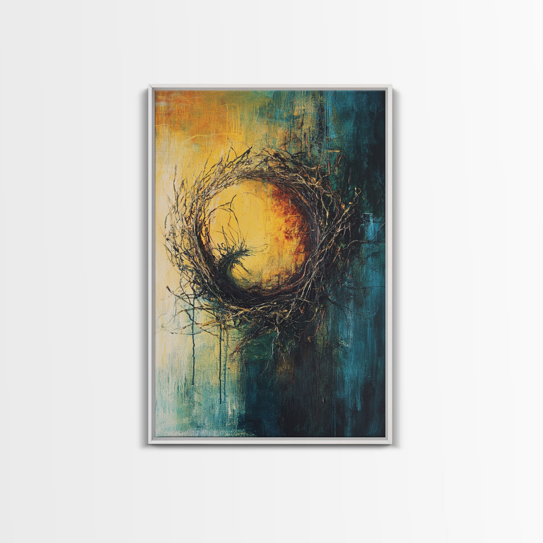 Rustic Bird Nest Canvas Print Minimalist Nature Wall Art Farmhouse Home Decor Moody Artwork Cozy Living Room Art Gift Under 50