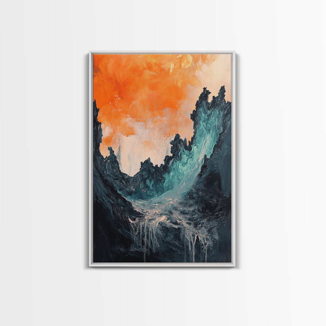 Abstract Wave Energy Canvas Print Moody Ocean Painting Stormy Water Art Modern Wall Decor Living Room Accent Gift Under 75