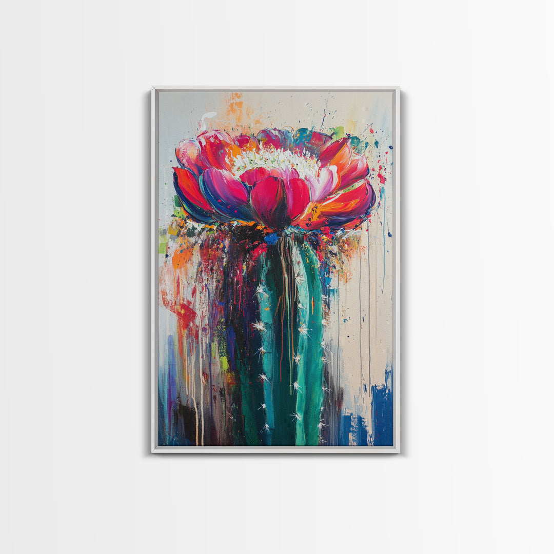 Cactus Flower, Botanical Prints, Southwest Wall Art, Boho Art, Moody Art, Rustic Wall Art, Living Room Art, Canvas Print