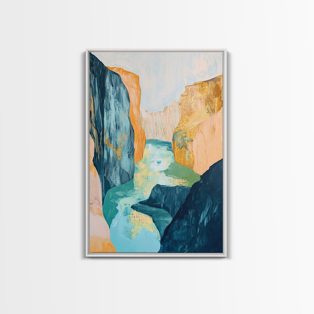 Canyon River, Southwest Wall Art, Mountain Painting, Rustic Art, Landscape Painting, Extra Wide Art, Boho Art, Framed Canvas Print