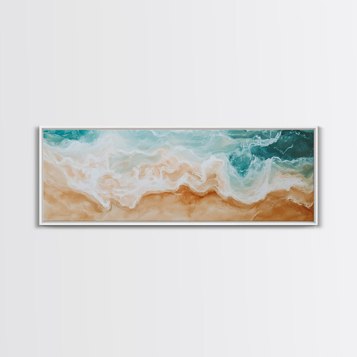 Coastal Beach Waves Painting, Serene Ocean Art, Abstract Shoreline Wall Decor, Neutral Beach House Decor, Modern Living Room Art