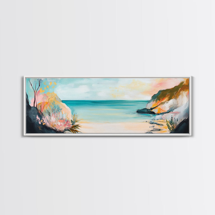 Abstract Beach Painting Soft Pastel Coastal Art Minimalist Boho Seaside Wall Decor Tranquil Ocean Artwork Bedroom Office