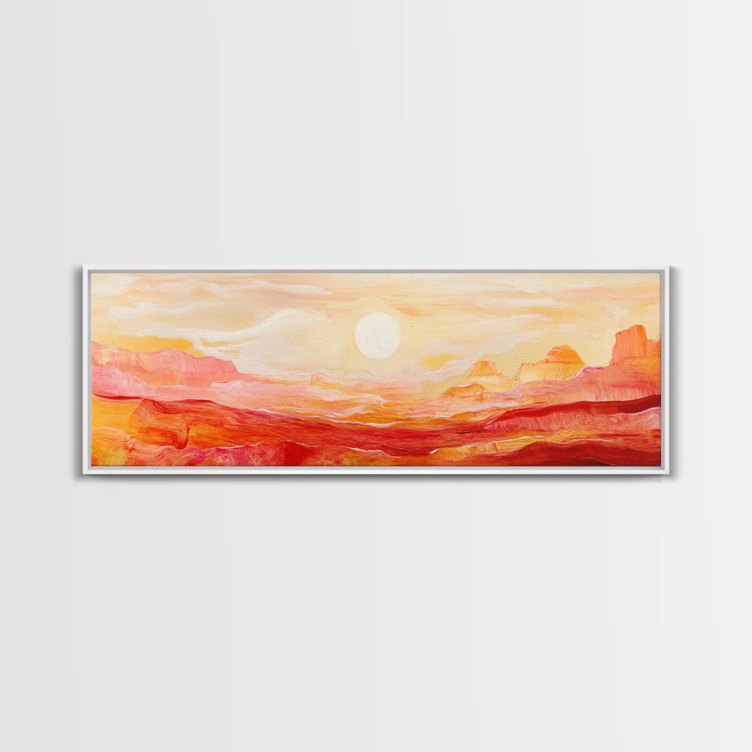 Desert Sunset Painting Warm Abstract Southwest Wall Art Minimalist Mountain Landscape Artwork Boho Home Decor Canvas Print
