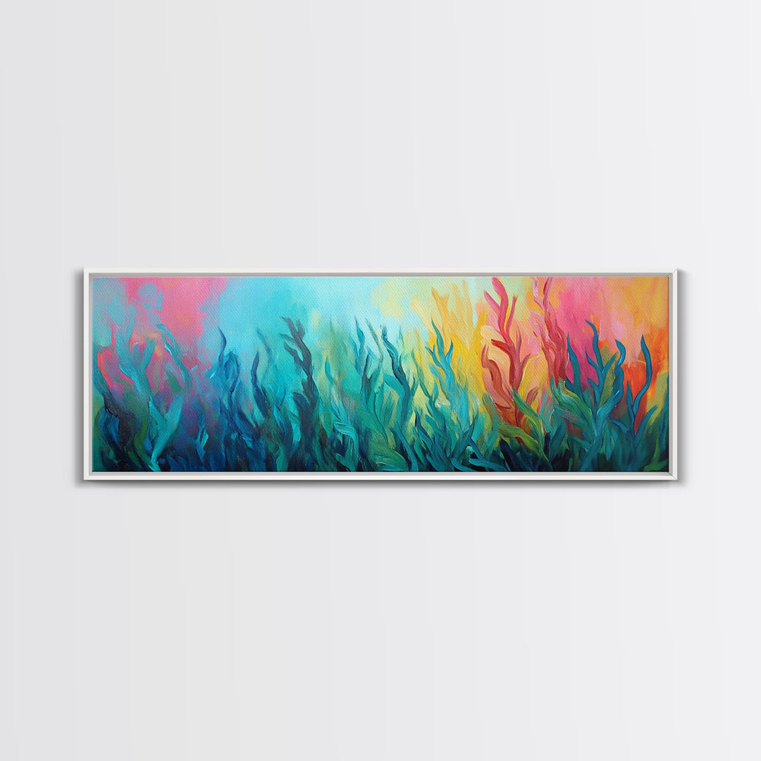 Abstract Seaweed Canvas Print Vibrant Coastal Wall Art, Ocean Inspired Decor, Modern Underwater Painting, Boho Home Accent