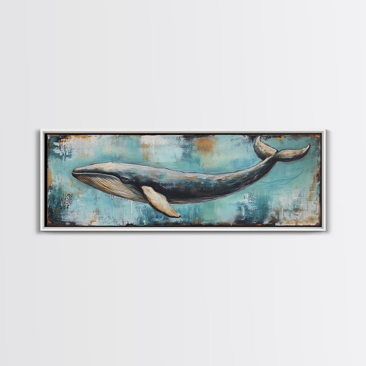 Blue Whale, Ocean Art, Canvas Print, Coastal Home Decor, Nautical Wall Art, Marine Life Painting, Beach House Wall Art, Rustic Artwork