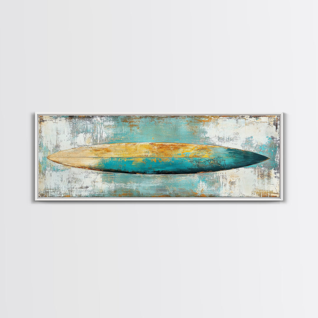 Surfboard Art, Beach Decor, Coastal Wall Art, Surfboard Painting, Beach Art, Bedroom Wall Art, Canvas Print, Framed Canvas Print
