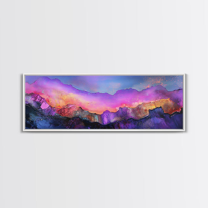 Abstract Mountains, Colorful Sunset Art, Modern Landscape, Vibrant Wall Art, Living Room Art, Canvas Print, Framed Canvas Print