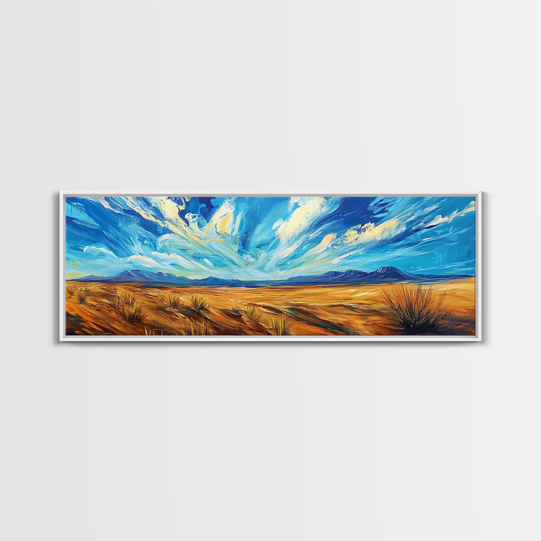 Desert Landscape, Sunset Over Mountains, Nature Painting, Home Decor, Living Room Art, Canvas Print, Framed Canvas Print