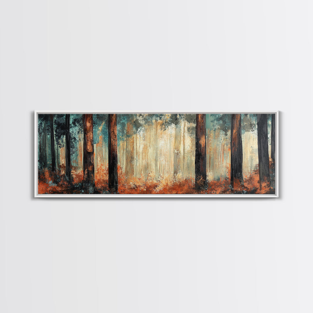 Autumn Forest Canvas Print, Rustic Fall Wall Art, Nature Landscape Painting, Cabin Decor, Earthy Tones, Cozy Living Room Art