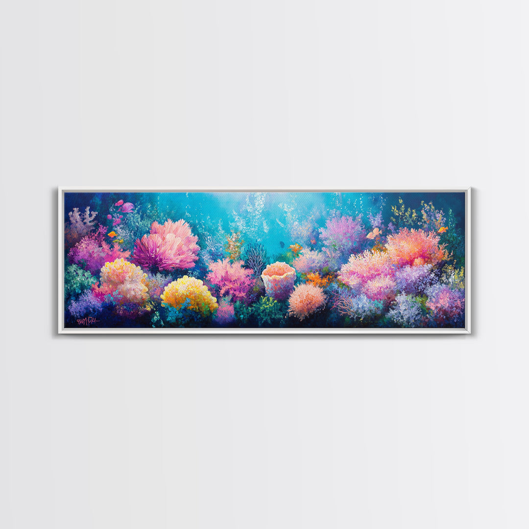 Deep Sea Fantasy Canvas Print, Oceanic Wonderland Wall Art, Marine Life Painting, Dreamy Underwater Aesthetic, Vibrant Colors