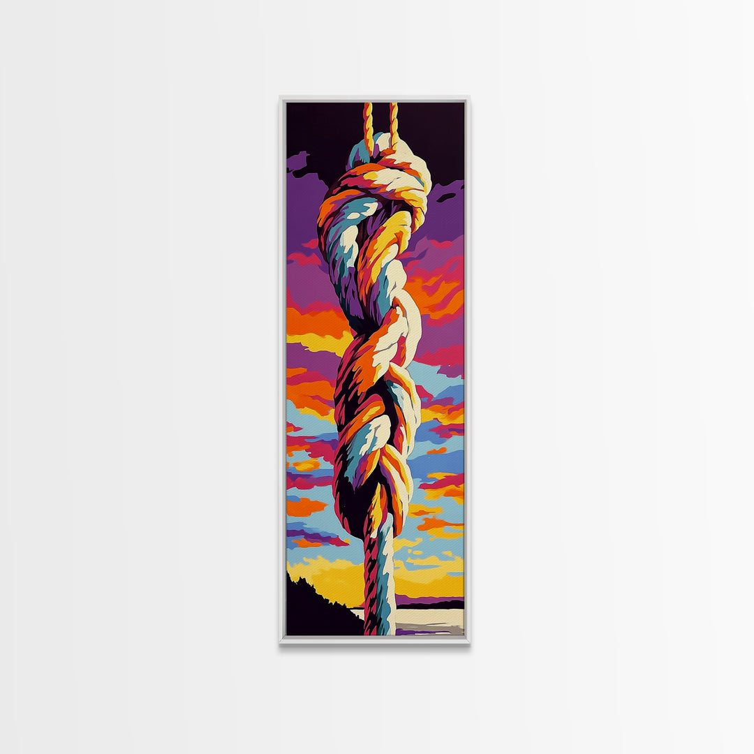 Nautical Knot, Rope Wall Art, Coastal Canvas Print, Rustic Home Decor, Boho Living Room Art, Sunset Artwork, Beach House Decor