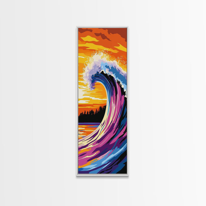 Ocean Wave, Sunset Surf, Coastal Art, Canvas Print, Beach House Decor, Living Room Wall Art, Vibrant Seascape, Nautical Theme