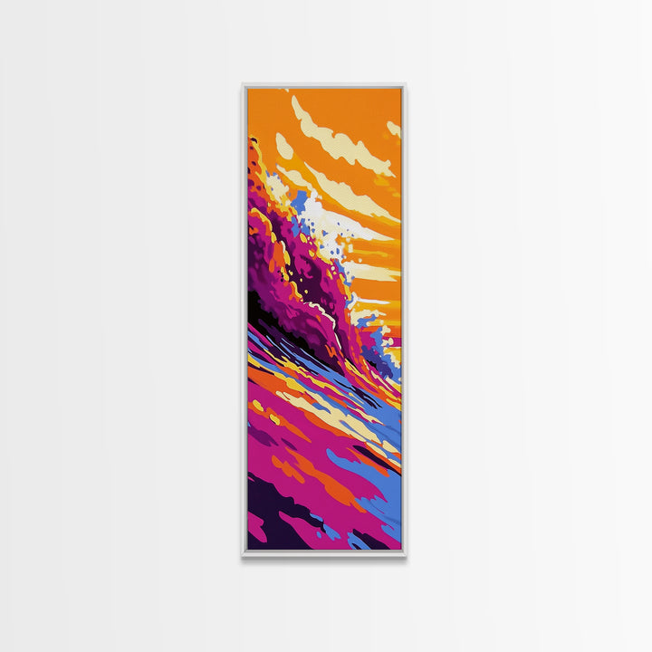 Ocean Wave, Sunset Surf, Dynamic Seascape Art, Vibrant Coastal Decor, Beach Lover Gift, Bold Wall Art, Framed Canvas Print