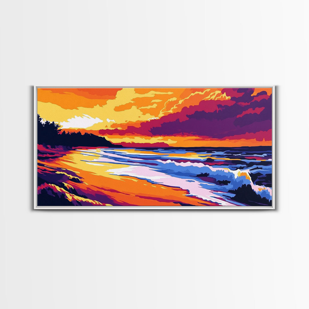 Ocean Sunset, Coastal Waves, Beach Wall Art, Canvas Print, Vibrant Seascape, Nautical Home Decor, Summer Art, Tropical Landscape