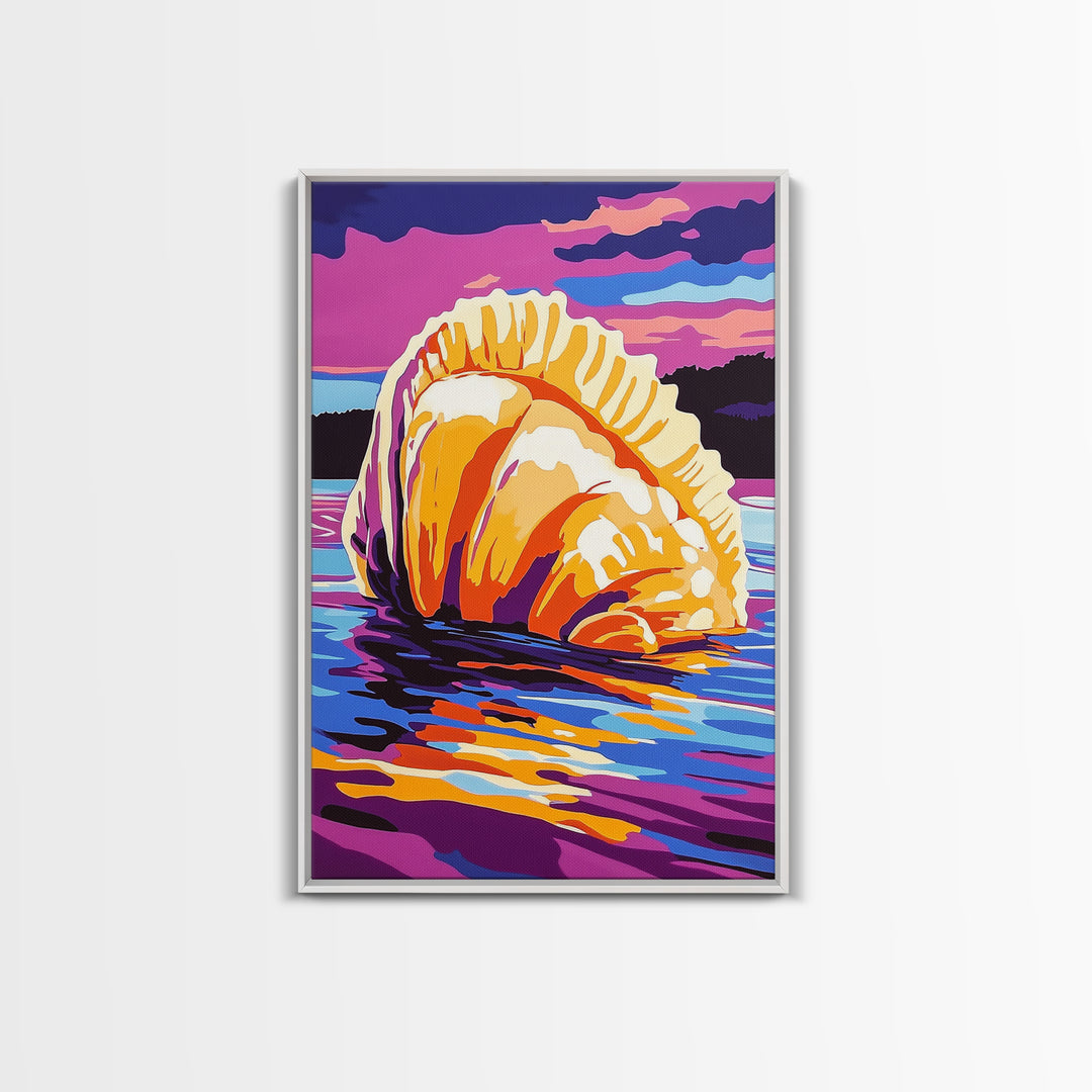 Ocean Rock Formation, Framed Canvas Print, Vibrant Seascape, Coastal Art, Nautical Home Decor, Bold Nature Scene, Beach House Accent
