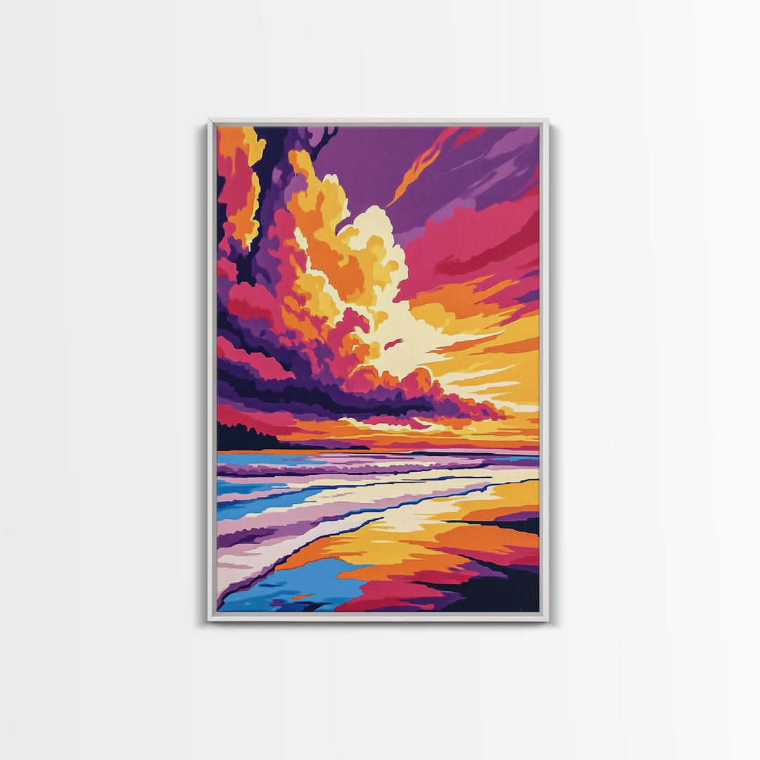 Ocean Sunset, Beach Art, Coastal Decor, Canvas Print, Vibrant Seascape, Modern Wall Art, Tropical Sunset, Bedroom Wall Decor