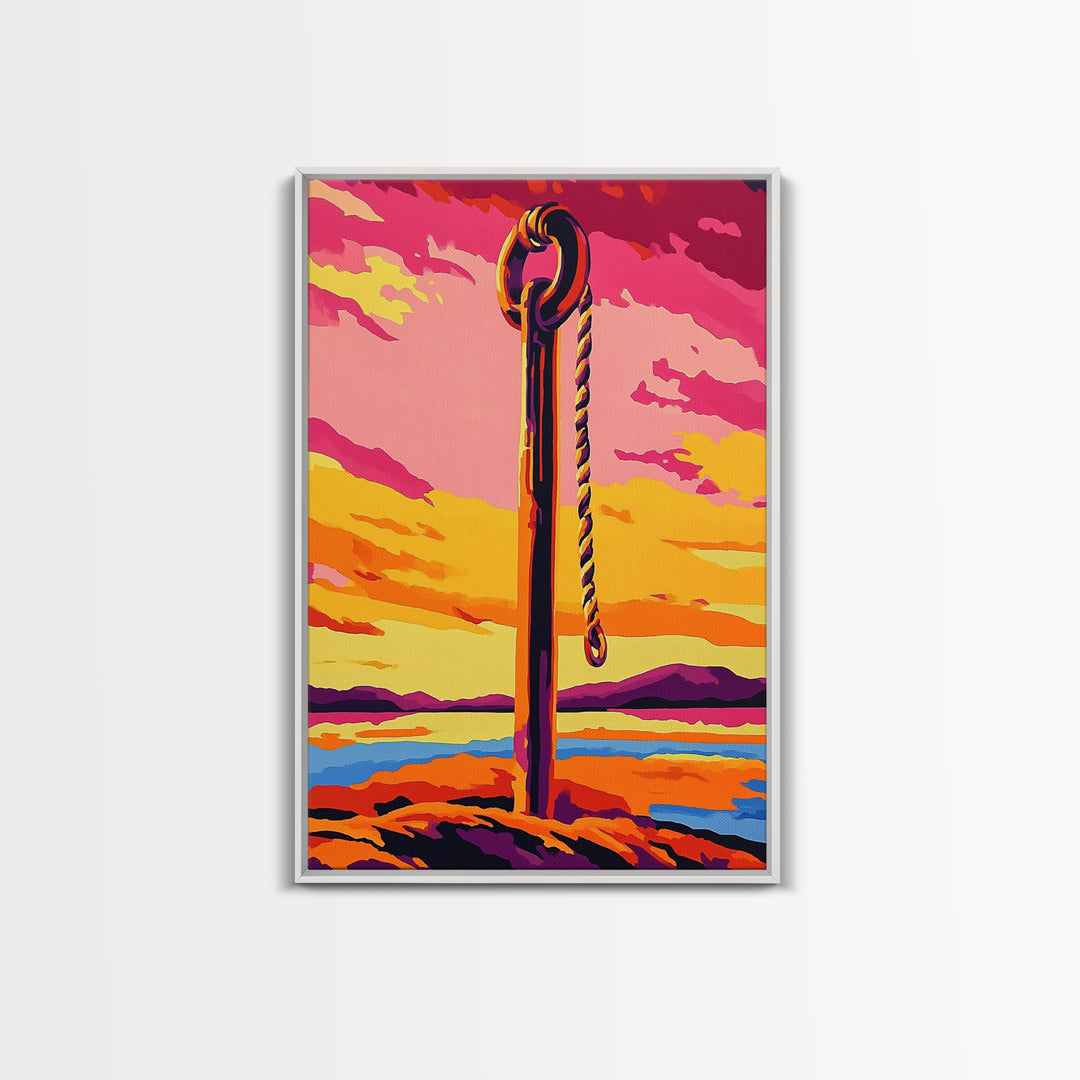 Nautical Rope, Coastal Decor, Beach House Art, Sunset Painting, Canvas Print, Living Room Wall Art, Boho Home Decor, Vibrant Landscape