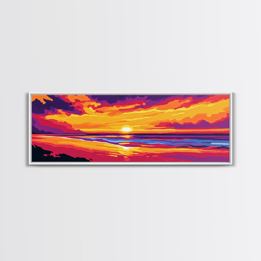 Ocean Horizon, Sunset Beach Scene, Coastal Home Decor, Relaxing Seascape, Canvas Print, Living Room Wall Art, Nautical Vibes, Bold