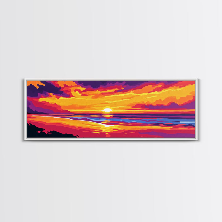 Ocean Horizon, Sunset Beach Scene, Coastal Home Decor, Relaxing Seascape, Canvas Print, Living Room Wall Art, Nautical Vibes, Bold