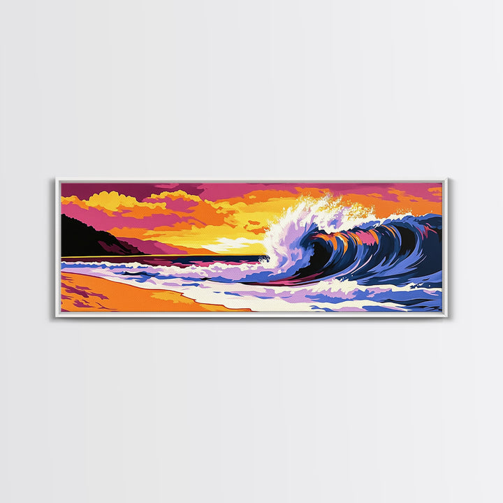 Ocean Wave Painting, Beach Sunset Art, Surf Art, Coastal Wall Decor, Modern Seascape, Tropical Vibes, Beach House Art, Canvas Print