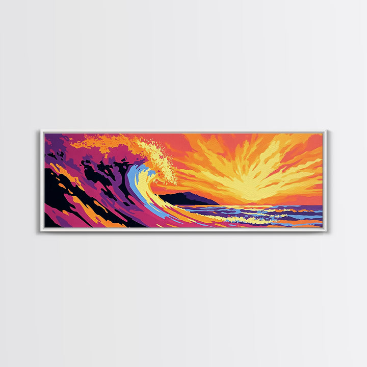 Ocean Wave, Sunset Seascape, Bold Coastal, Canvas Print, Beach Wall Art, Vibrant Surf Art, Tropical Home Decor, Water Movement