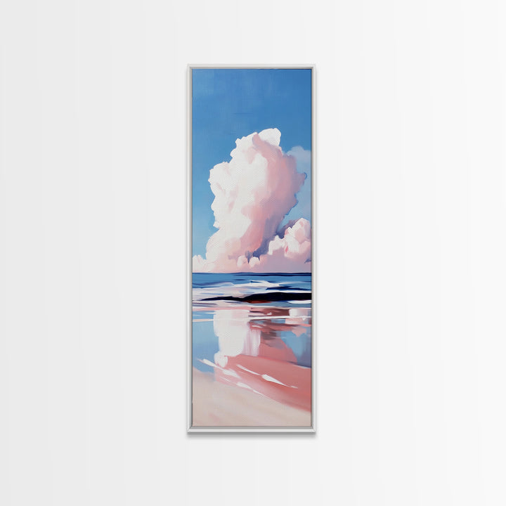 Coastal Clouds, Beach Landscape, Ocean Wall Art, Canvas Print, Blue Sky, Minimalist Home Decor, Living Room Art, Nautical Aesthetic