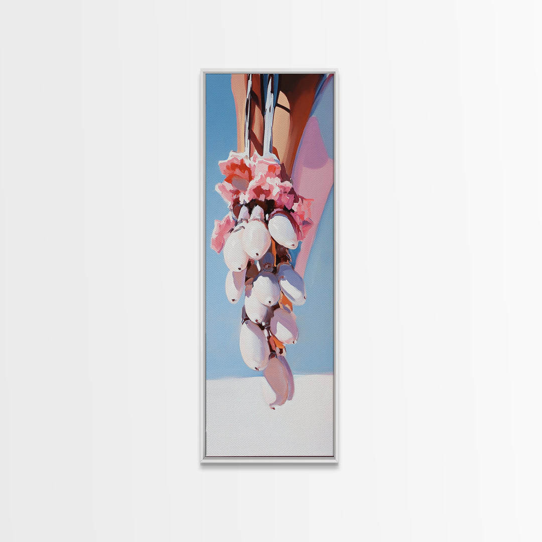 Desert Bloom, Floral Art, Pink and White Aesthetic, Framed Canvas Print, Minimalist Wall Art, Southwest Decor, Boho Home Accent